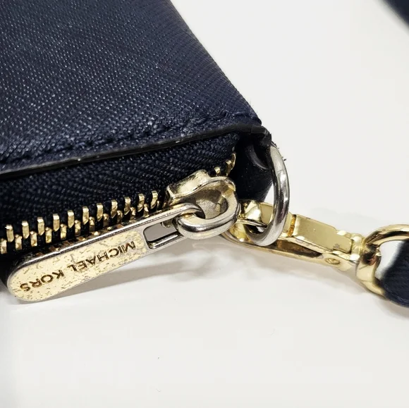 Michael Kors Jet Set Wallet Zip Around With Wristlet Dark Blue - Picture 14 of 14
